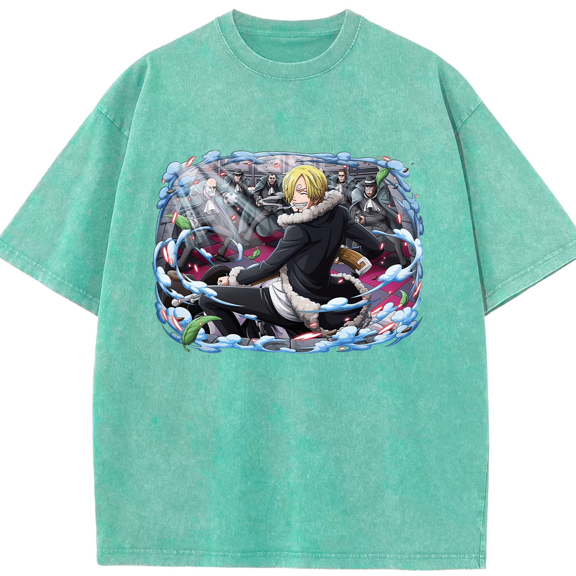 ワンピース サンジ ONE PIECE Sanji 綿100% ヴィンテージ風 半袖Tシャツ（フロントプリント）